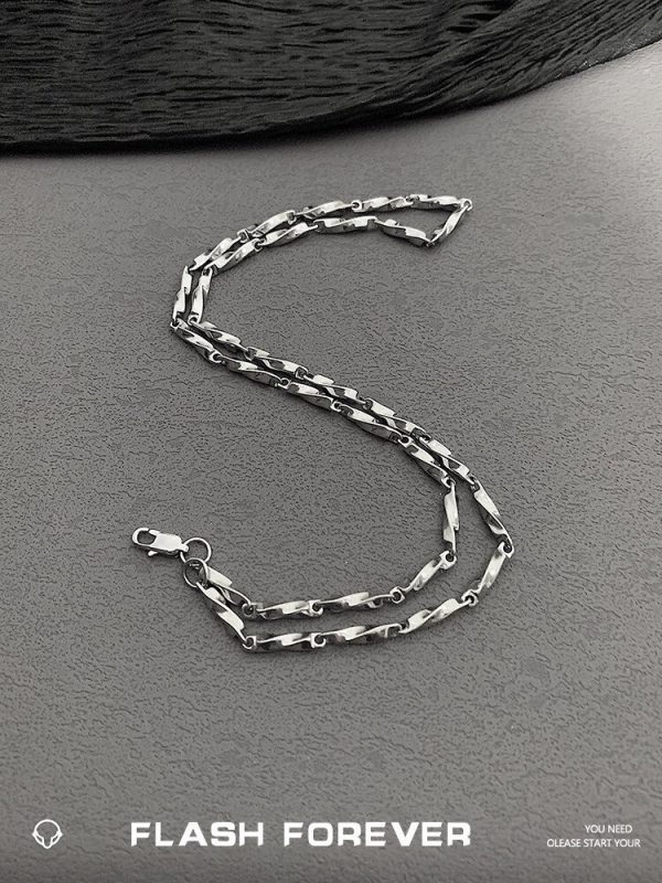 FLASHFOREVER Cool Style Simple and Versatile M ö bius Ring Titanium Steel Necklace Male Trendy Summer Hip Hop Naked - 图片 4