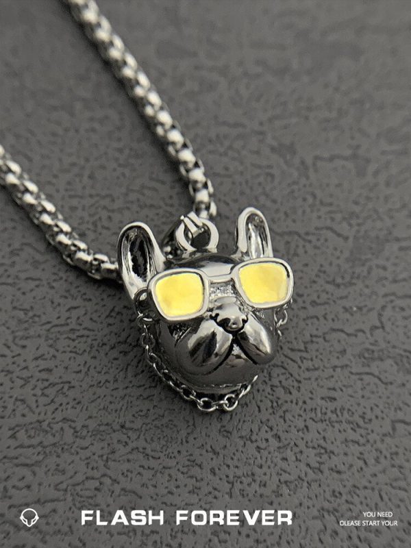 FLASHFOREVER Sunglasses Dog Master! Small niche personality trendy cool necklace men ins hip-hop versatile sweater chain - 图片 6