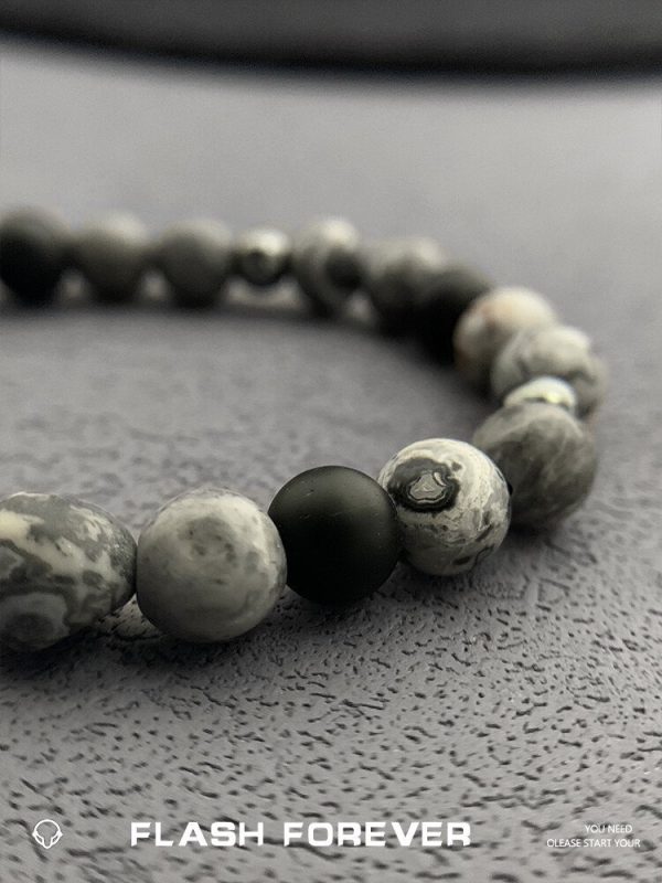 FLASHFOREVER Ink Matte Matte Matte High Grade Natural Stone Bracelet for Couples, No Fading Tide - 图片 4