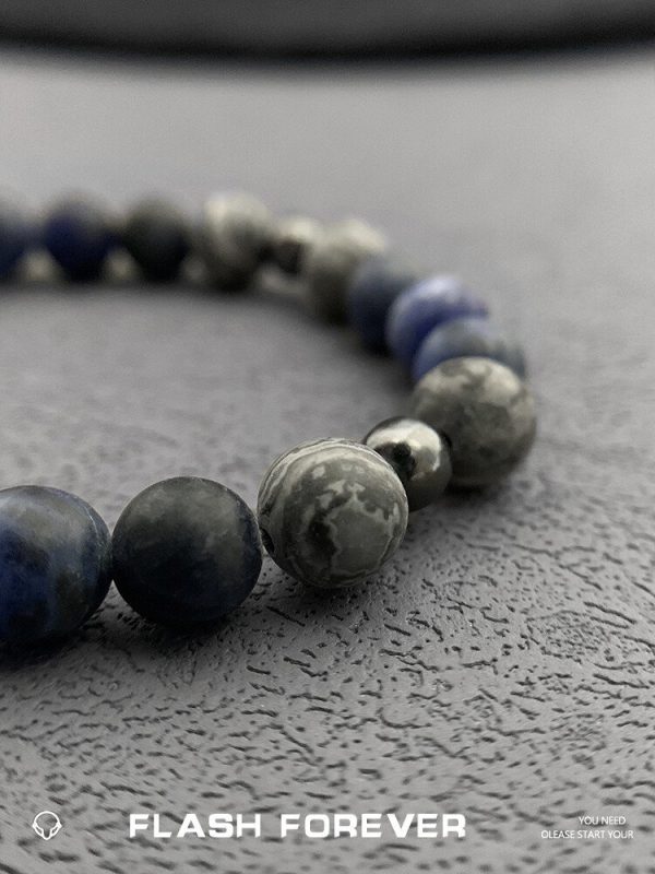 FLASHFOREVER Ink Matte Matte Matte High Grade Natural Stone Bracelet for Couples, No Fading Tide - 图片 5