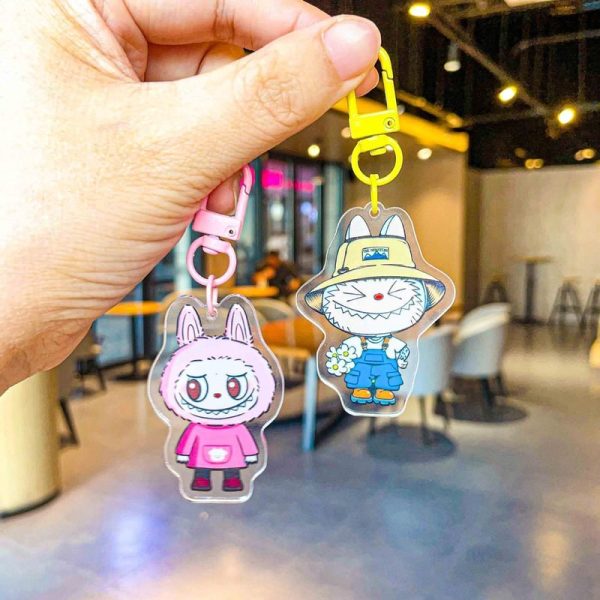 Labubu Little Sheep Keychain Cute Cartoon Acrylic Personalized Keychain Small Gift Pendant - 图片 2