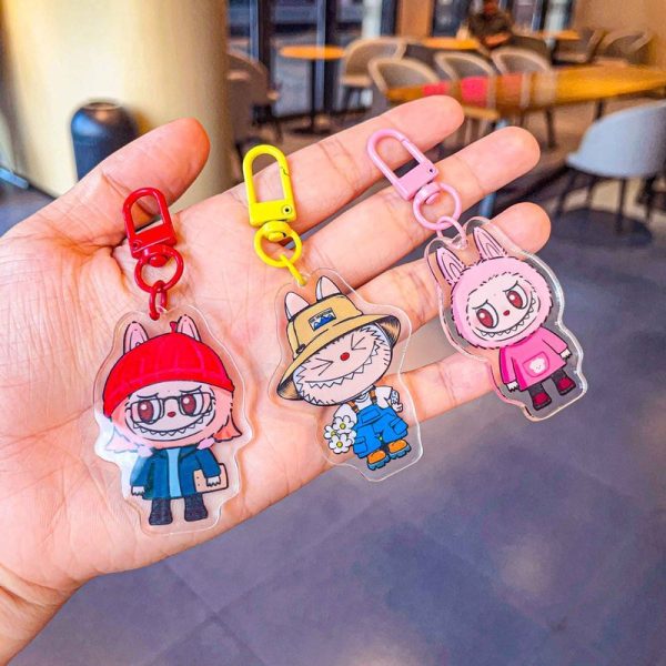 Labubu Little Sheep Keychain Cute Cartoon Acrylic Personalized Keychain Small Gift Pendant - 图片 3