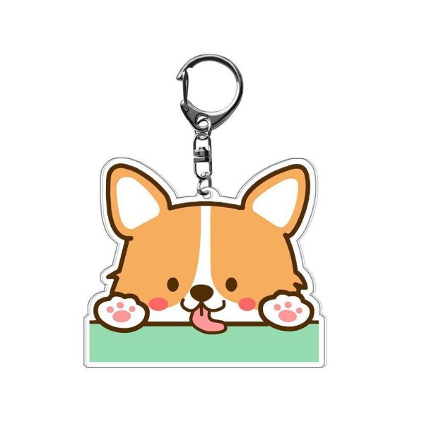 corgi Chai Dog Key Chain Dog Doll diy Cartoon Cute Double sided Acrylic Key Chain Bag Pendant - Image 2