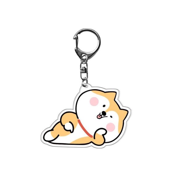 corgi Chai Dog Key Chain Dog Doll diy Cartoon Cute Double sided Acrylic Key Chain Bag Pendant - Image 3