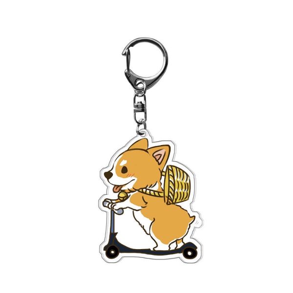 corgi Chai Dog Key Chain Dog Doll diy Cartoon Cute Double sided Acrylic Key Chain Bag Pendant - 图片 5