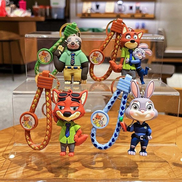 Creative Crazy Animal City Keychain Cute Cartoon Judy Rabbit Doll Couple Bag Pendant Anime Small Gift - 图片 2