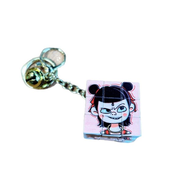 New Cartoon China-Chic Magic Boy Nezha Key Chain Rubik's Cube Small Pendant Student Puzzle Decompression Bag Small Pendant Batch - 图片 5