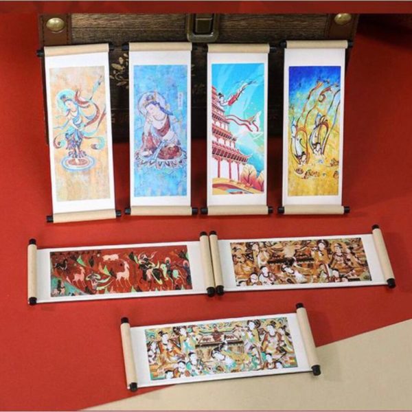 Dunhuang Cultural and Creative Dunhuang Murals Wooden Scrolls Refrigerator Sticks Magnetic Stickers Dunhuang Tourist Souvenirs