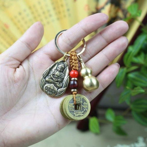 Retro Pure Copper Eight Zodiac Guardian Gods Twelve Zodiac Destiny Buddha Guardian Keychain