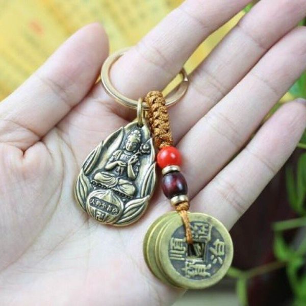 Retro Pure Copper Eight Zodiac Guardian Gods Twelve Zodiac Destiny Buddha Guardian Keychain - Image 2