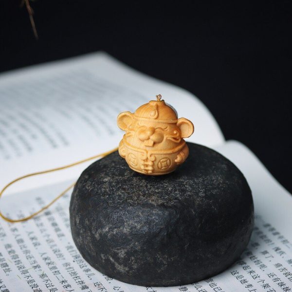 Cliff cypress wood carving, twelve zodiac animals, mouse, portable car keychain, small and cute, cute mobile phone chain, bag pendant decoration - 图片 3