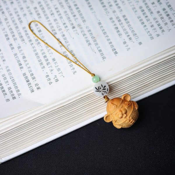 Cliff cypress wood carving, twelve zodiac animals, mouse, portable car keychain, small and cute, cute mobile phone chain, bag pendant decoration - 图片 4