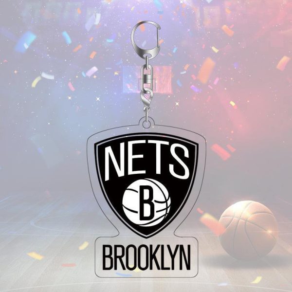 Customer gathering · NBA basketball star team logo acrylic double-sided high-definition keychain pendant 6cm Lakers, Nets, Bucks - Image 4