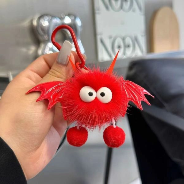 Dopamine Internet Celebrity Cute Cartoon Little Devil Doll Otter Rabbit Hair Pendant Plush Korean Edition Keychain Bag Pendant - 图片 2